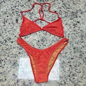 Minimale animale red mesh bikini